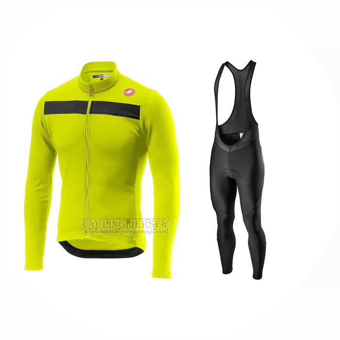 2024 Cycling Jersey Castelli Green Long Sleeve And Bib Short