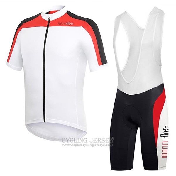 2017 Cycling Jersey RH+ White and Red Short Sleeve and Bib Short Replica